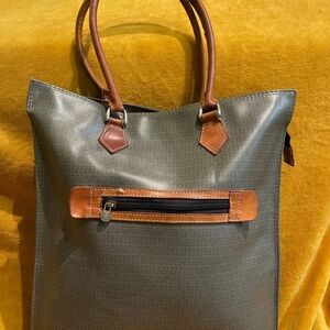 Vintage Fendi Elegant Brown and Gray Designer Tote Bag